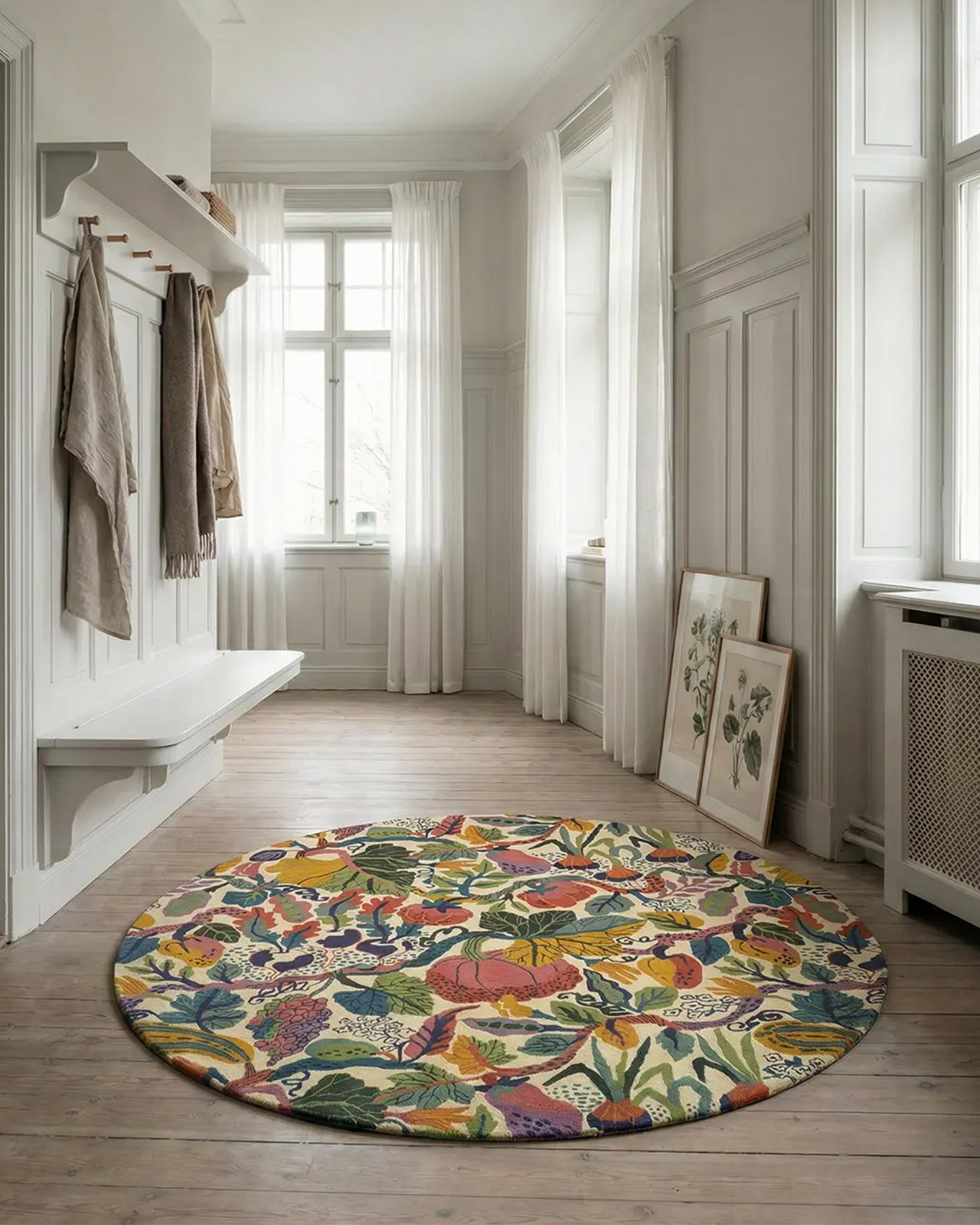 Heritage Garden round rug cream
