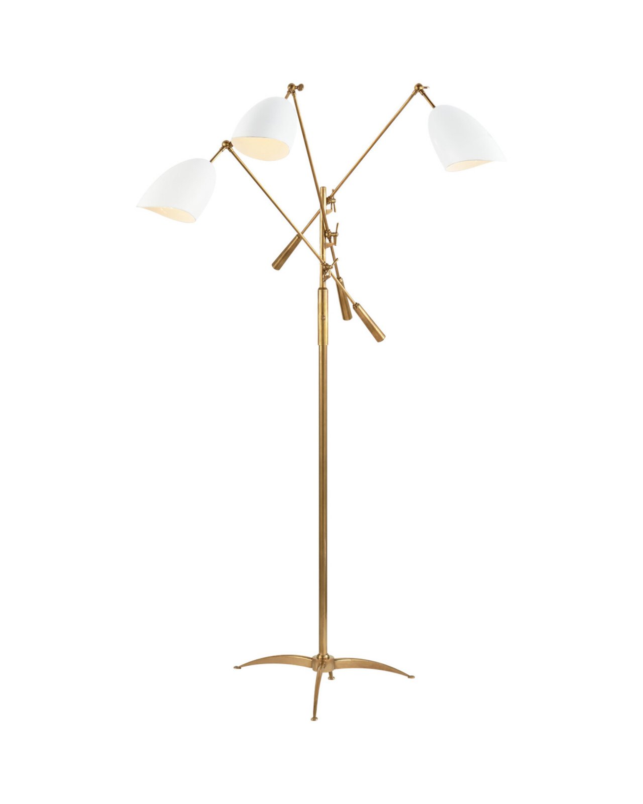 Sommerard Triple Arm Floor Lamp Antique Brass/White