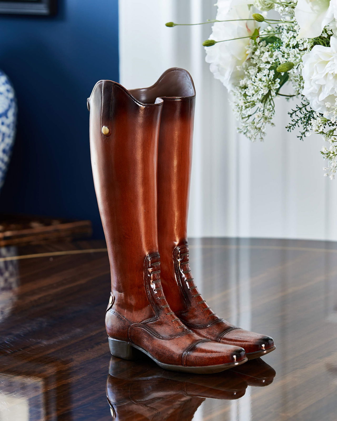 Riding Boots Umbrella Stand Red