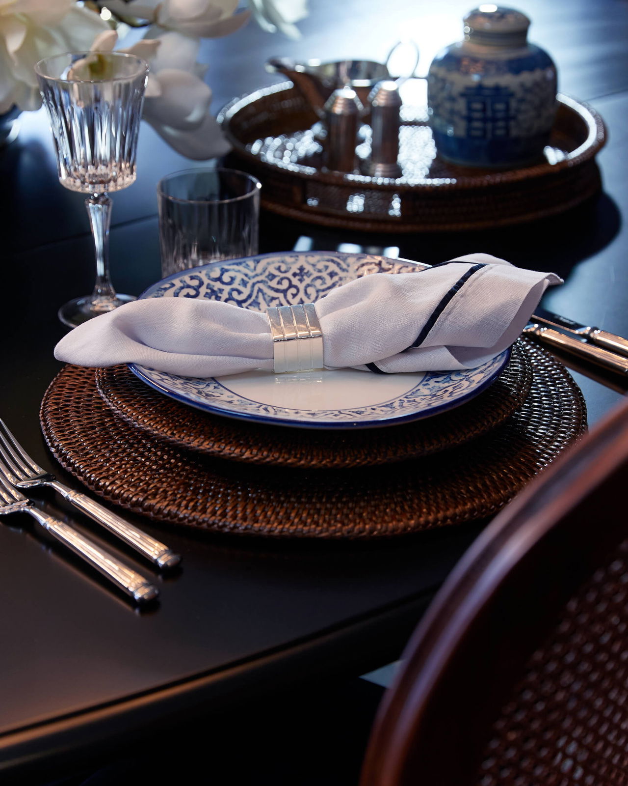 Cognac Placemat Round Rattan