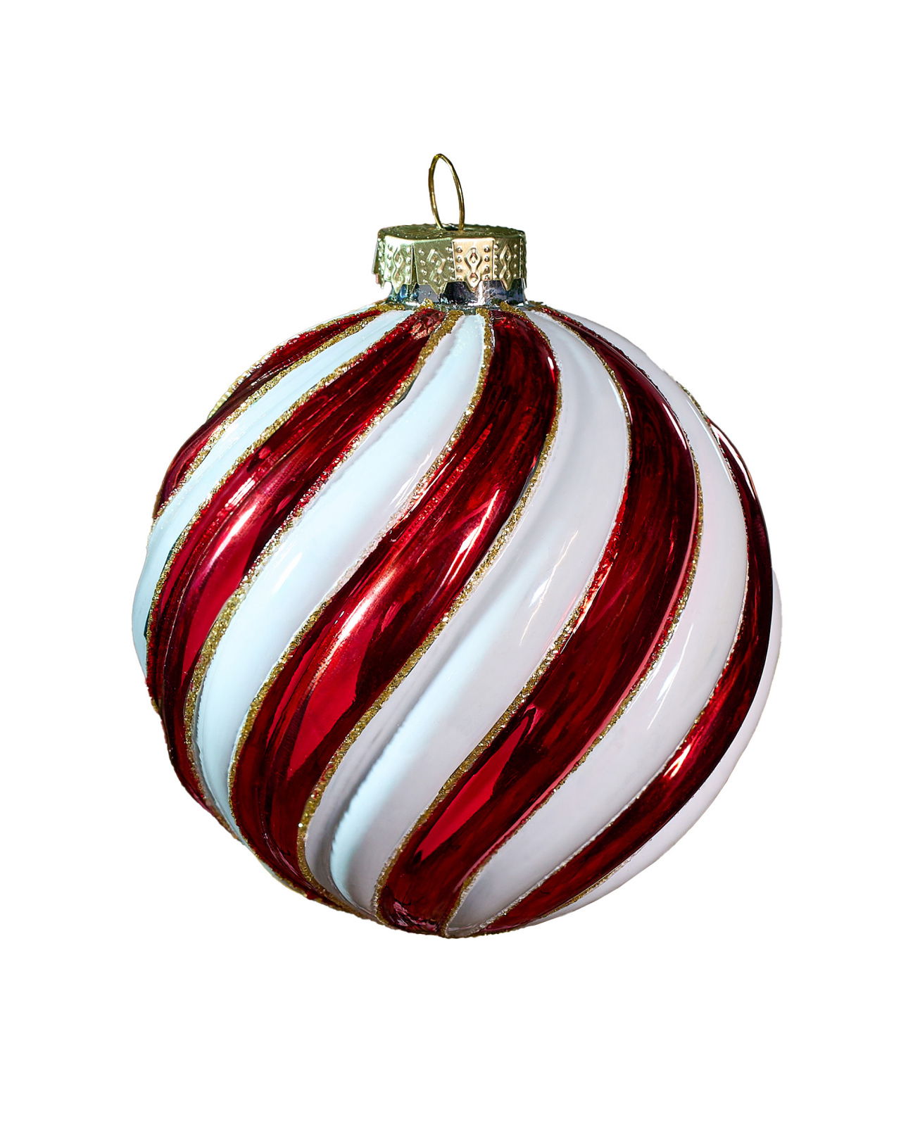 Melissa kerstbal rood/wit 8cm