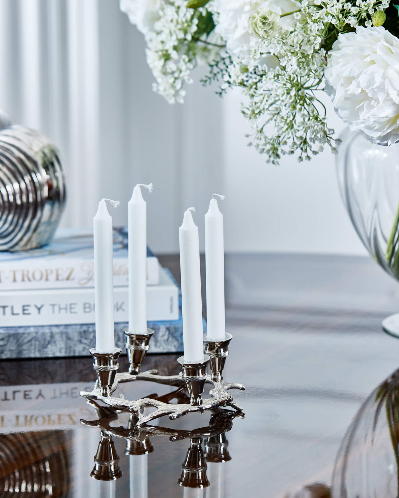 Antler Candle Holder Silver