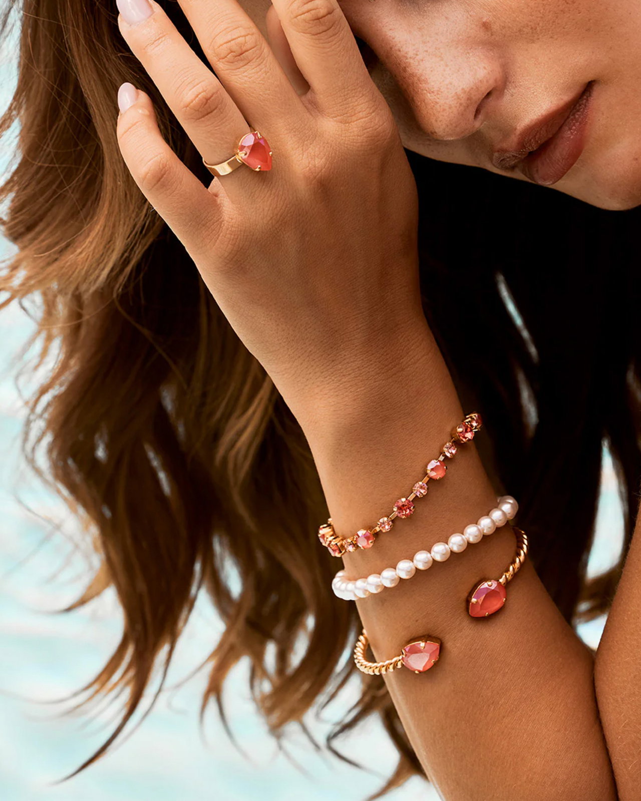 Mini Drop ring light coral