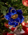 Mathilde bloem kerstdecoratie blauw