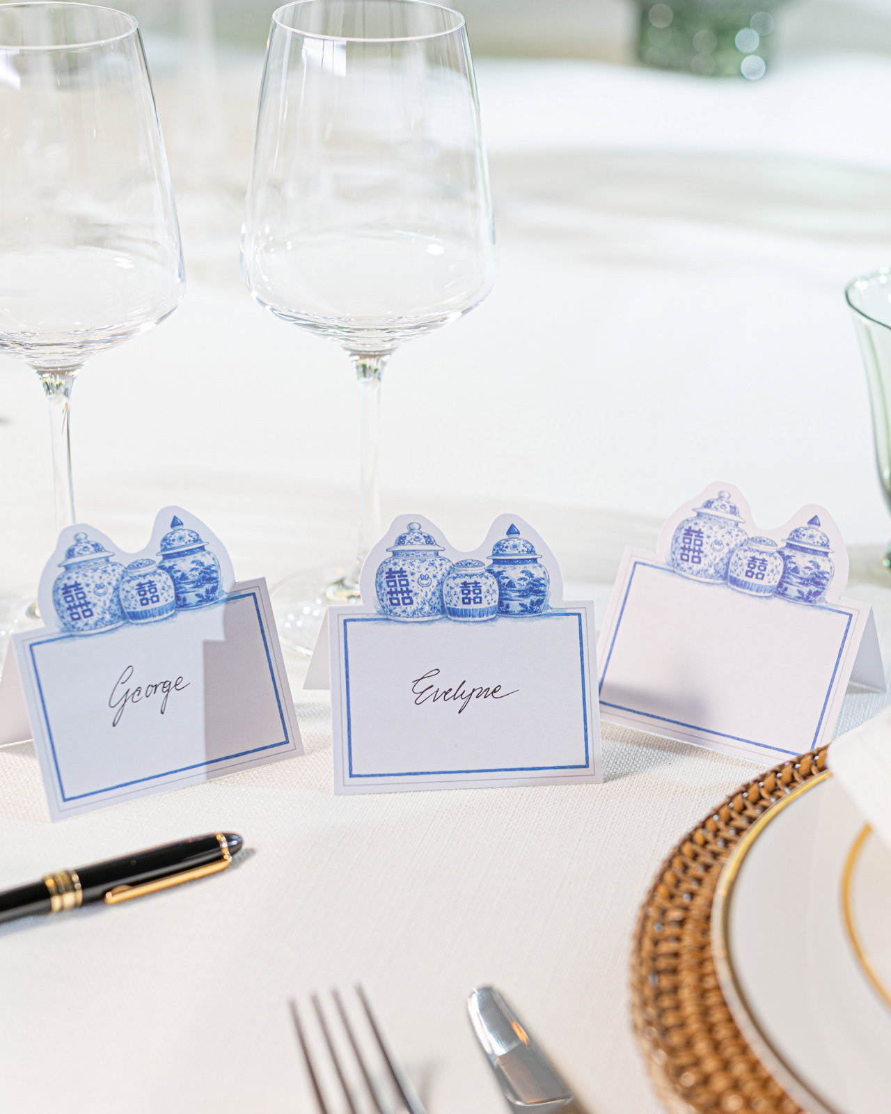 Porcelain Blue naamkaartjes 8-pack