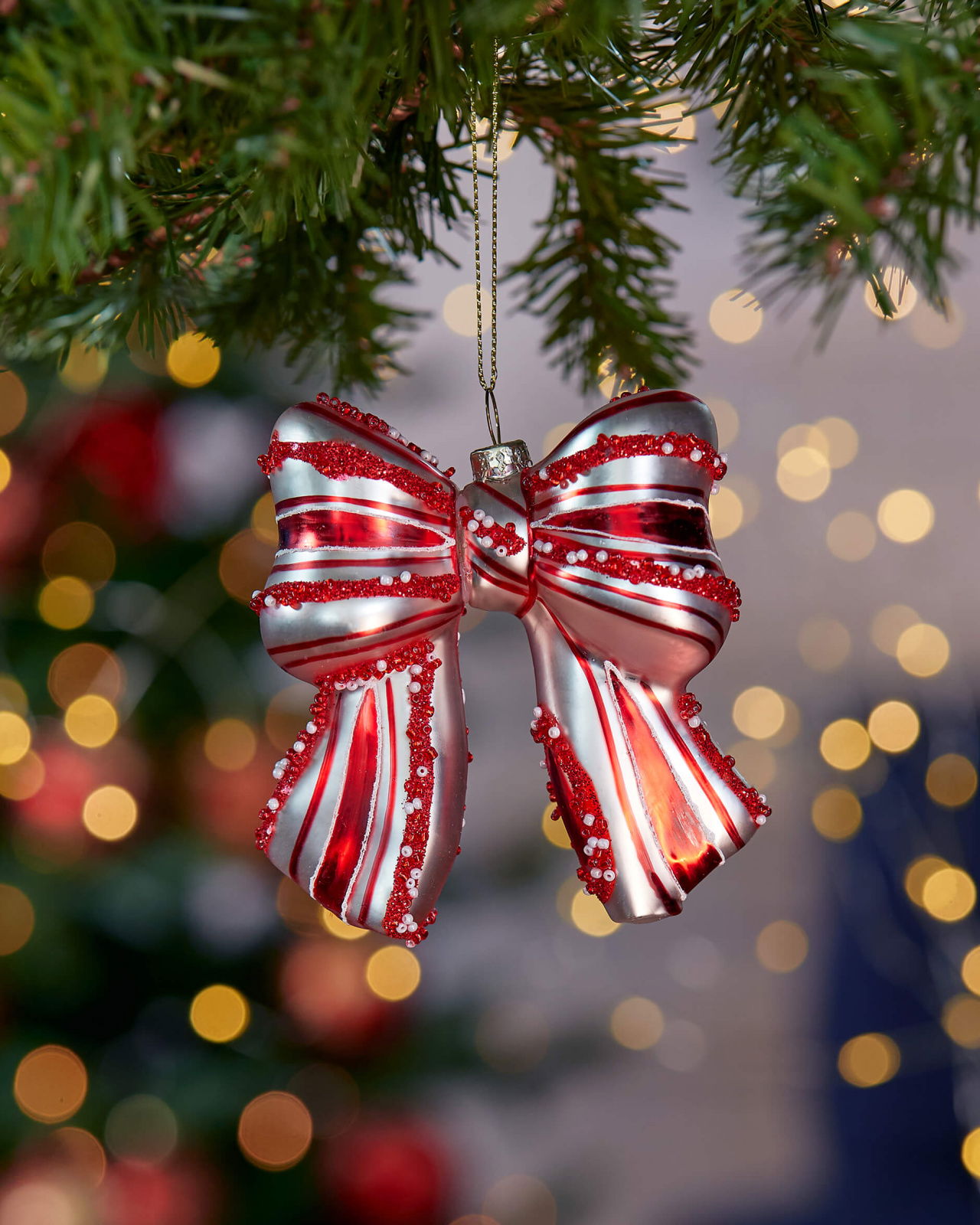 Clarabella Schleife Weihnachtsschmuck rot/weiß 10cm