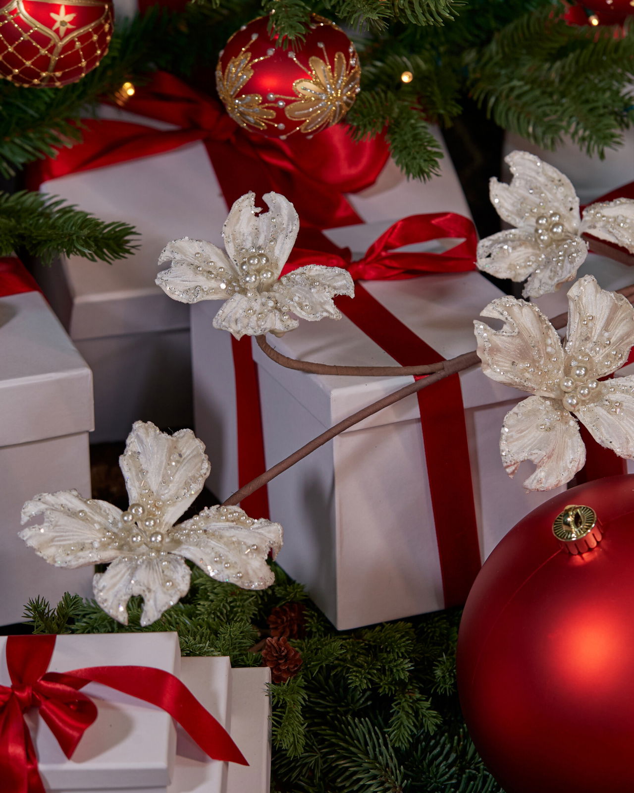 Dogwood Blossom Decorative Branch White