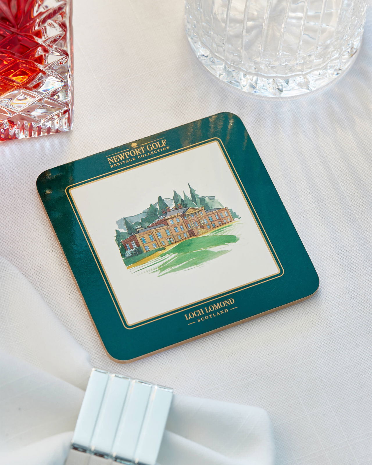 Clubhouse glasunderlägg grön/vit 6-pack