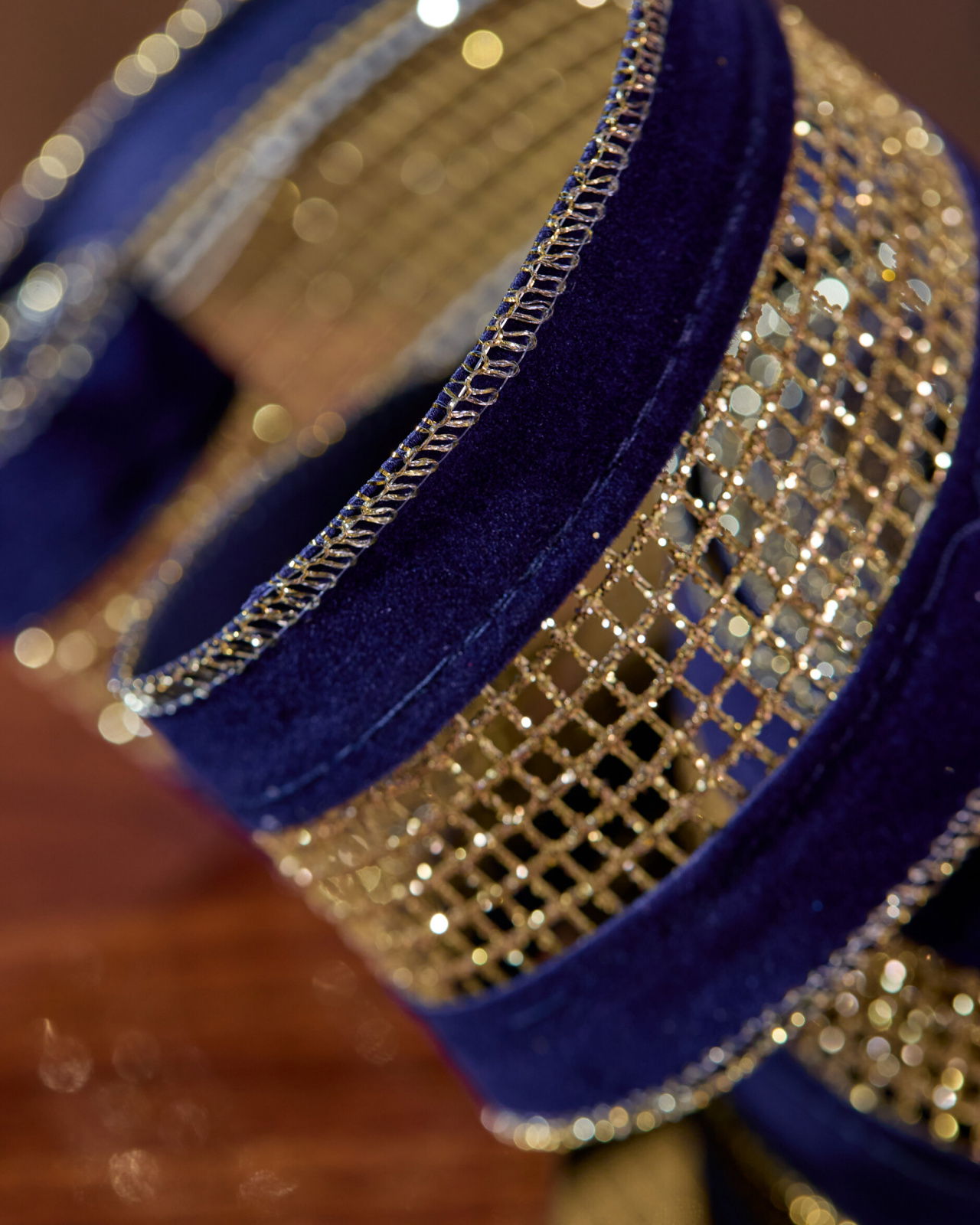 Eleanor tekstilbånd blå/guld 4,5m