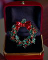 Rosette Christmas Wreath Napkin Ring Red