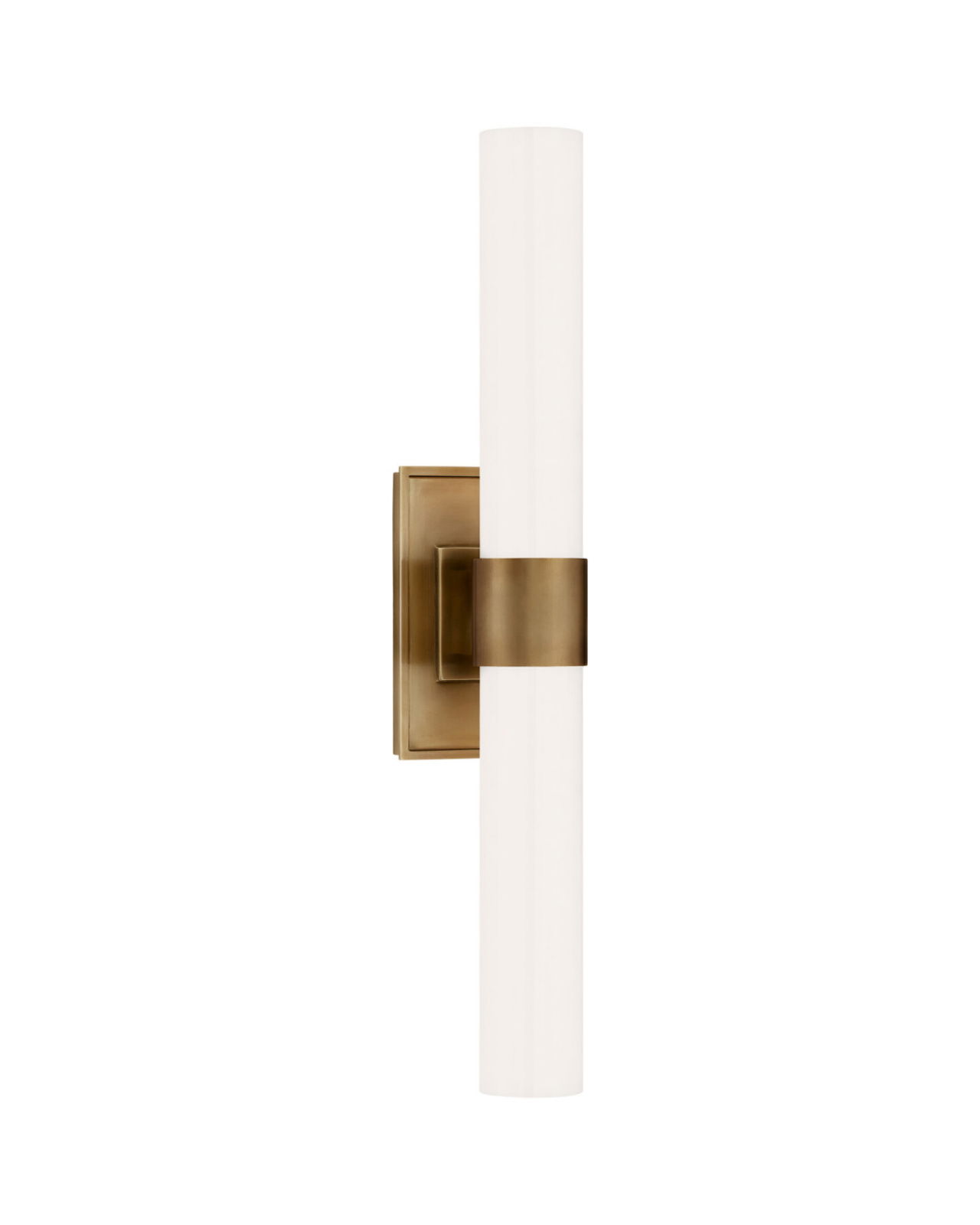 Presidio Petite Double Sconce Antique Brass/White