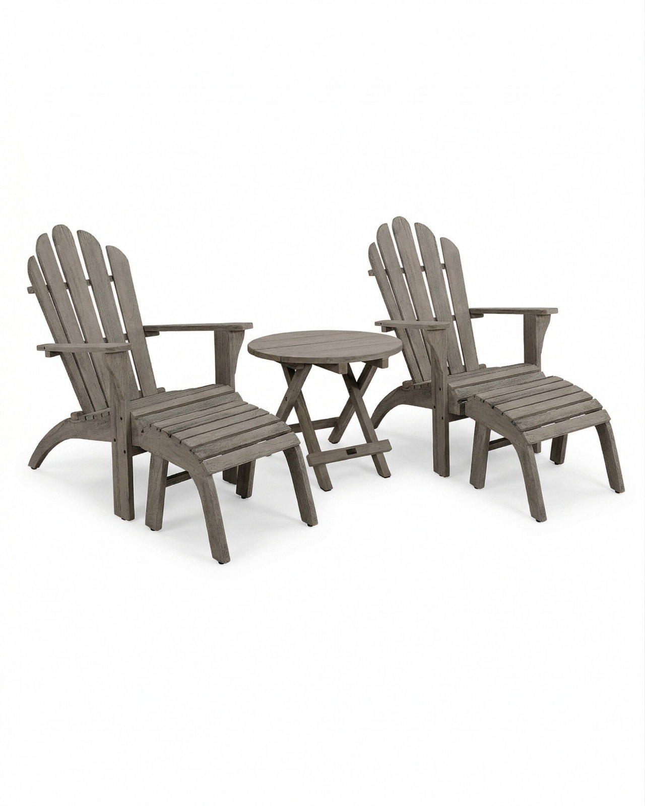 Adirondack solstolar med vintage sidobord