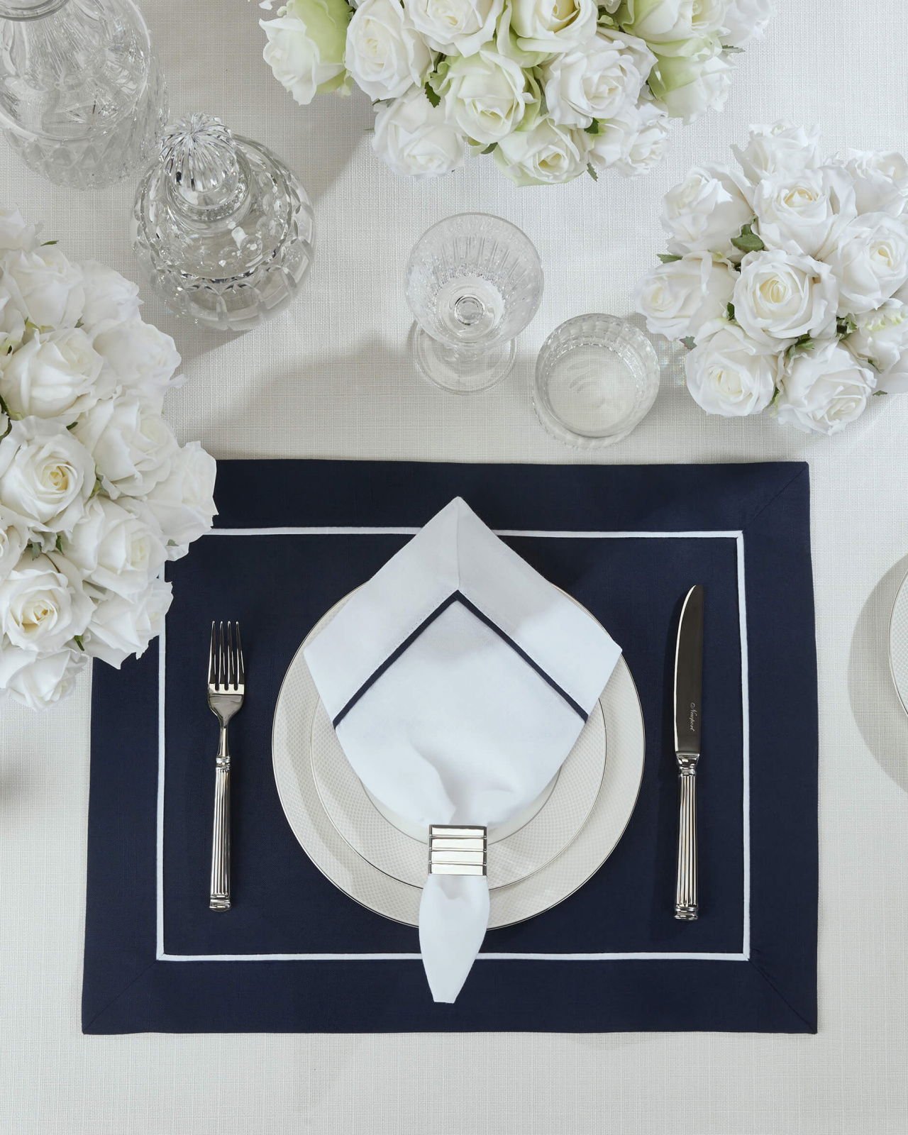 Castleford servett vit/blå