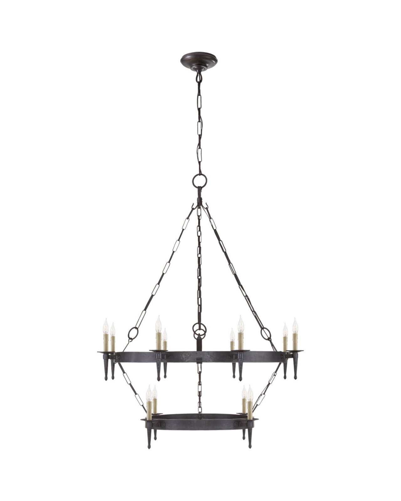 Branson Two-Tiered Ring Torch Chandelier