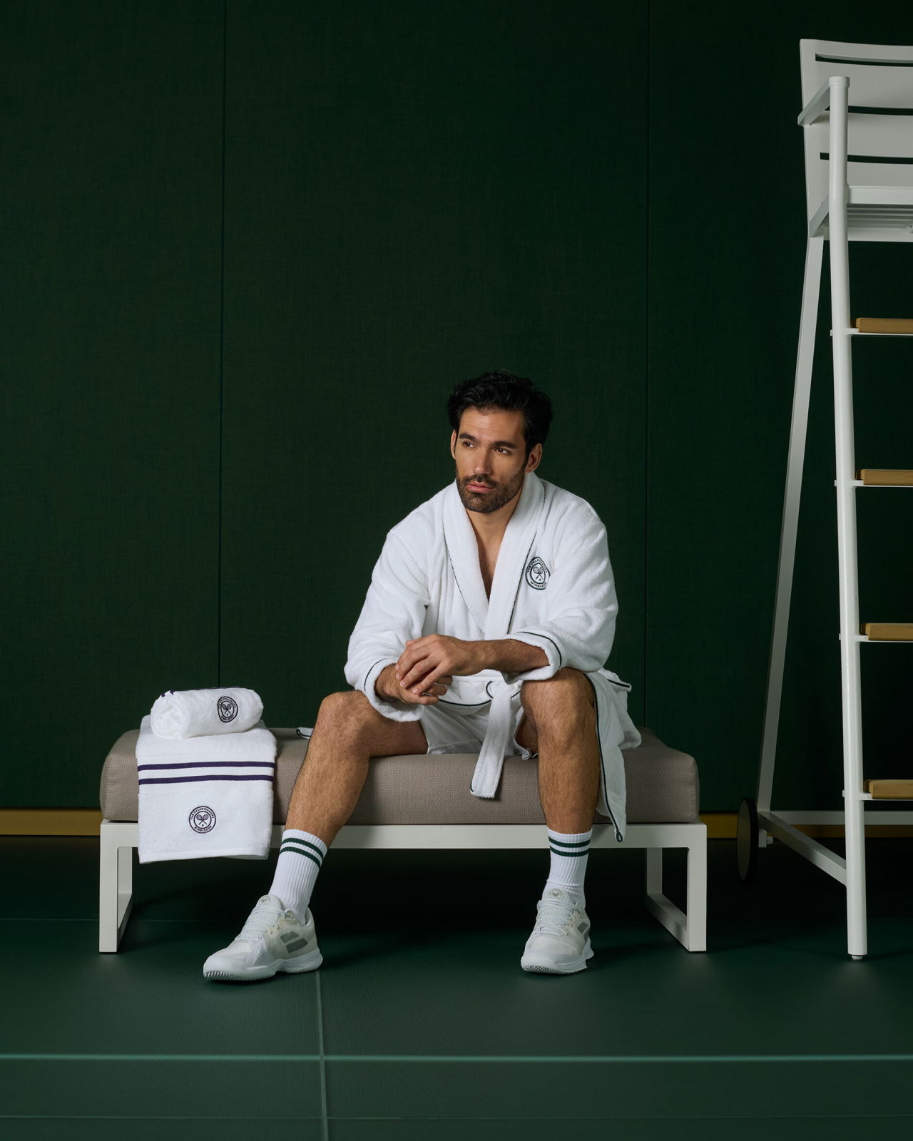 Wimbledon Baseline morgonrock vit/grön