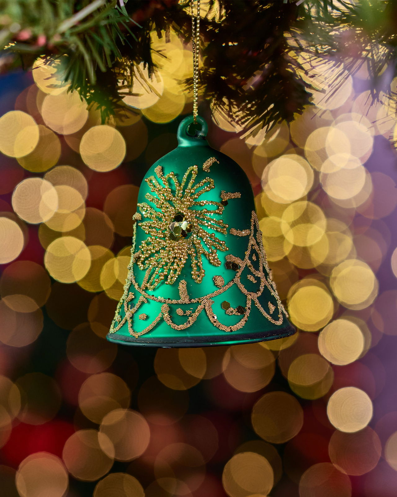 Eloise Bell Ornament Green/Gold