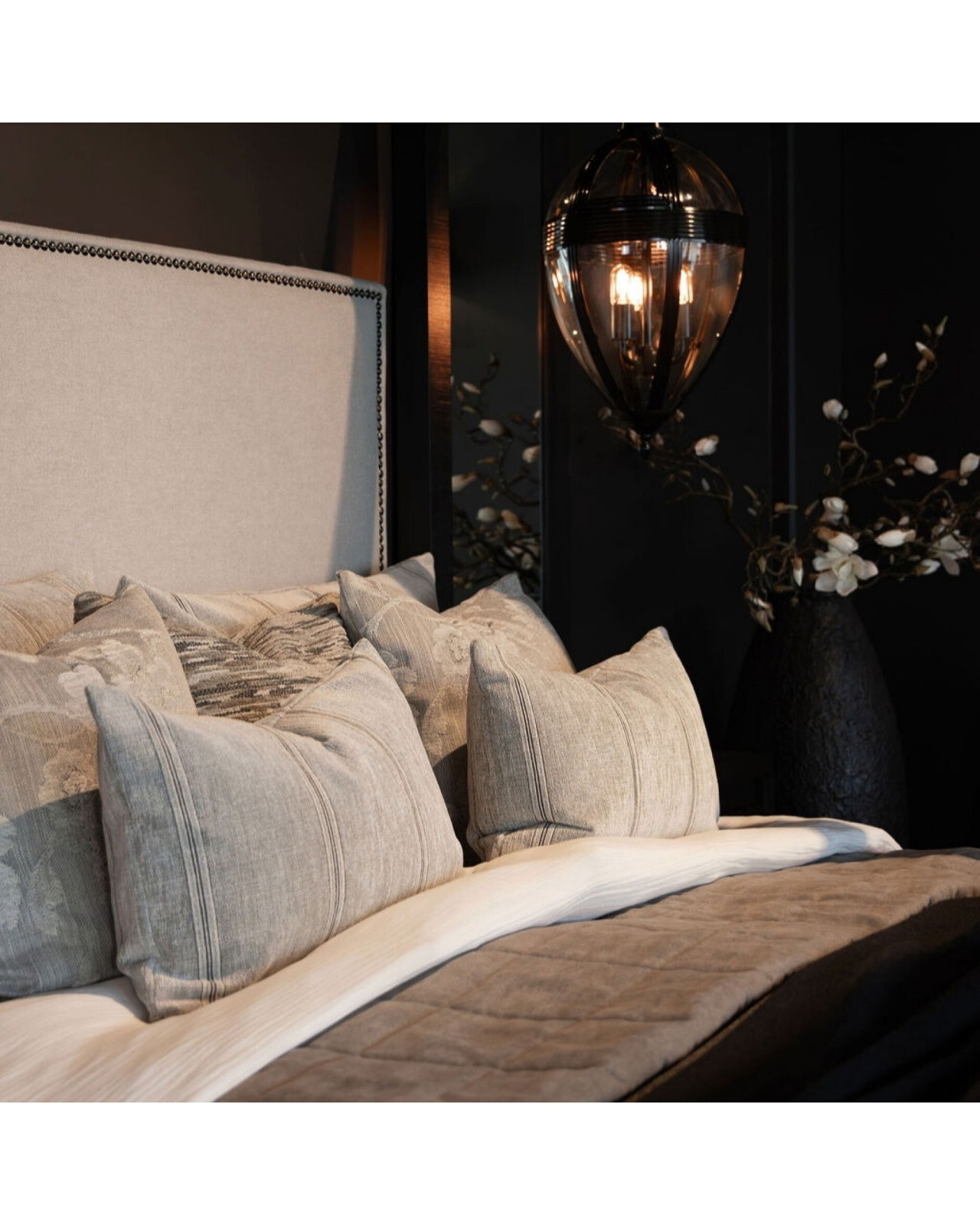 Serena stribet pudebetræk oyster