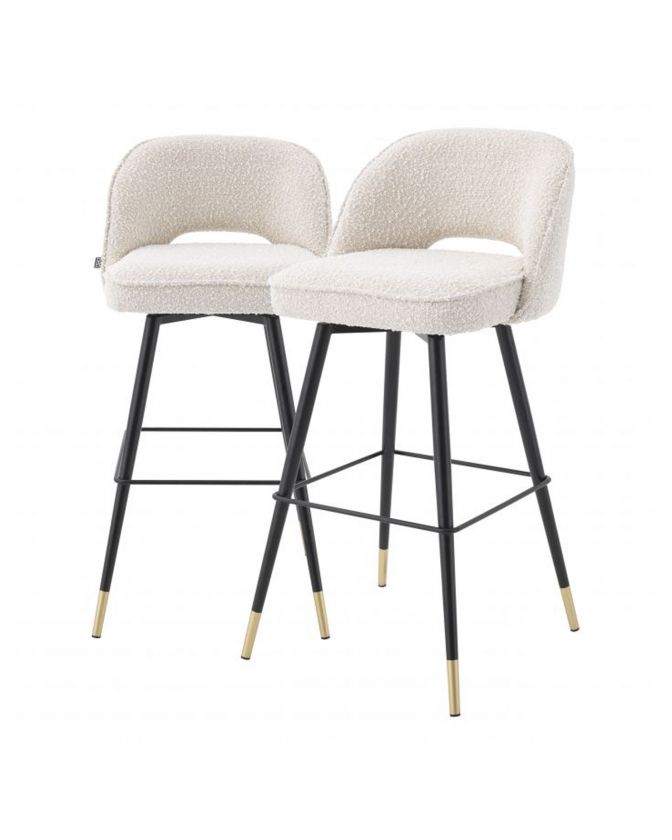 Cliff bar stools bouclé cream high 2-set OUTLET