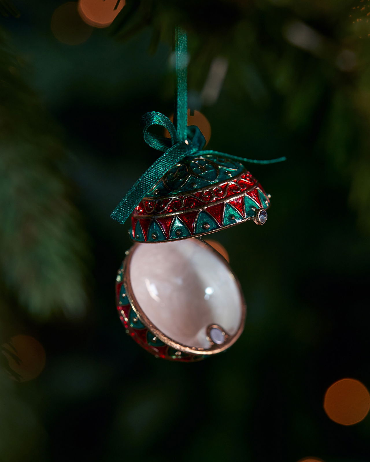 Leonard fabergéägg julgransdekoration grön/röd