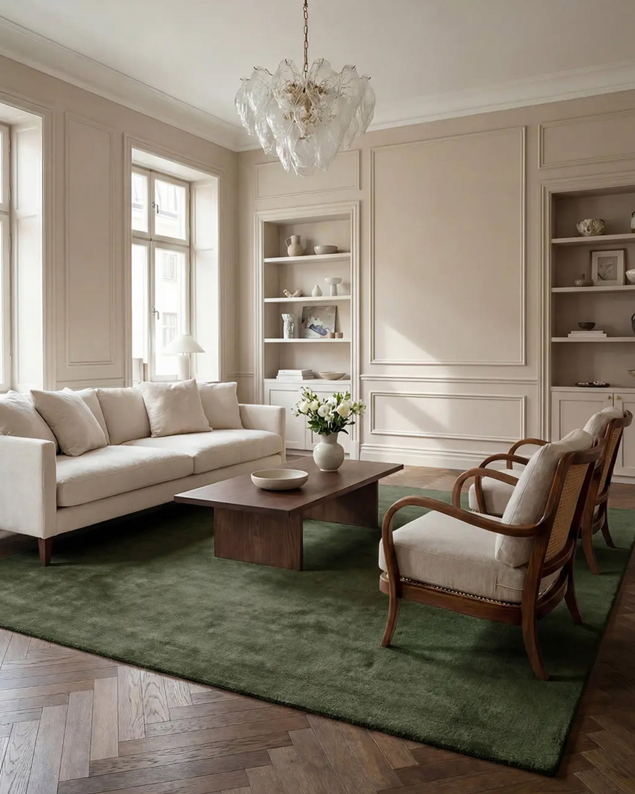 Solid vloerkleed forest green