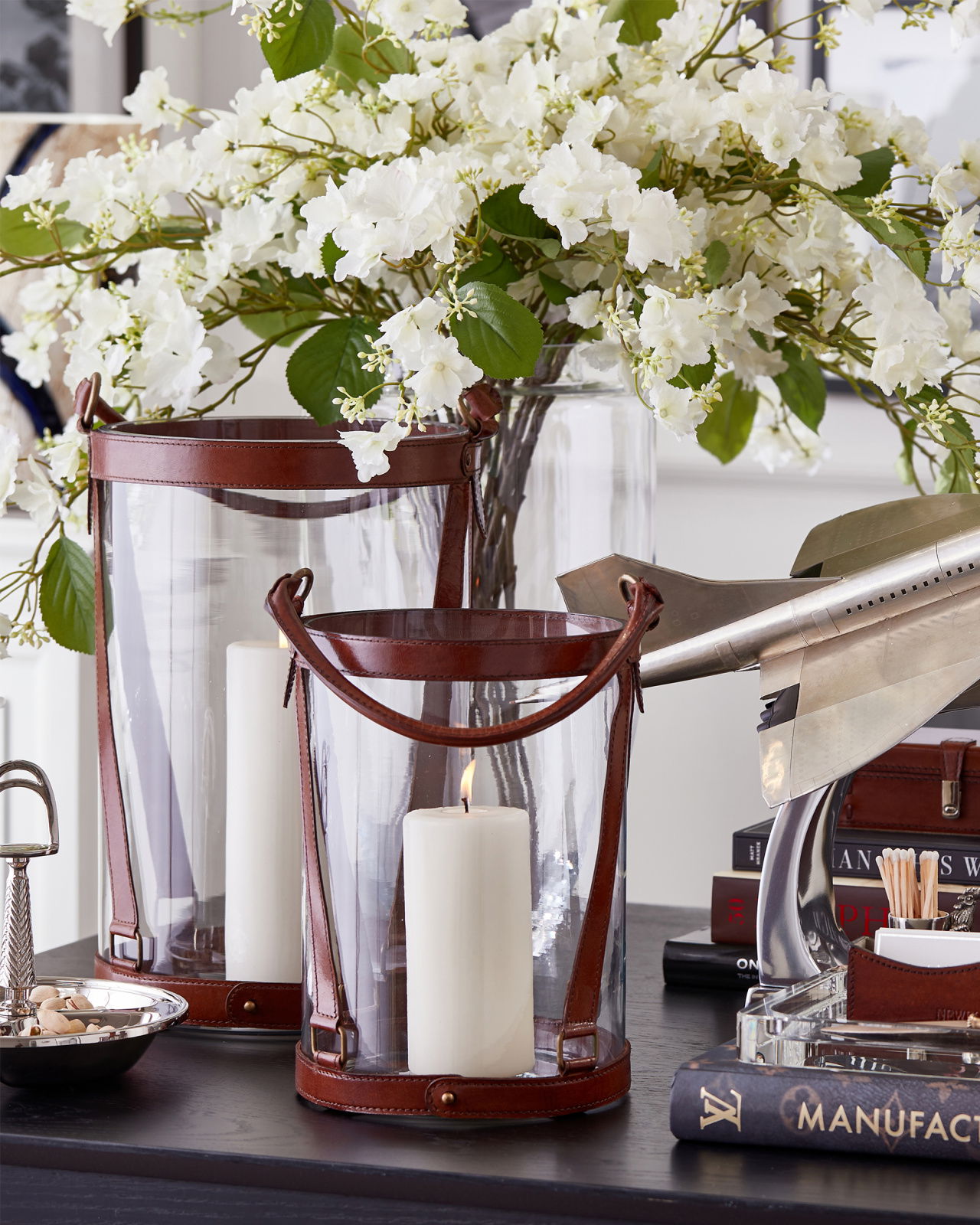 Kensington glaslykta läder