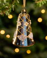 Isoble Glass Bell Ornament Gold Harlequin