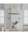 Darlana Wrapped Ring Chandelier Antique-Burnished Brass/Natural Rattan L