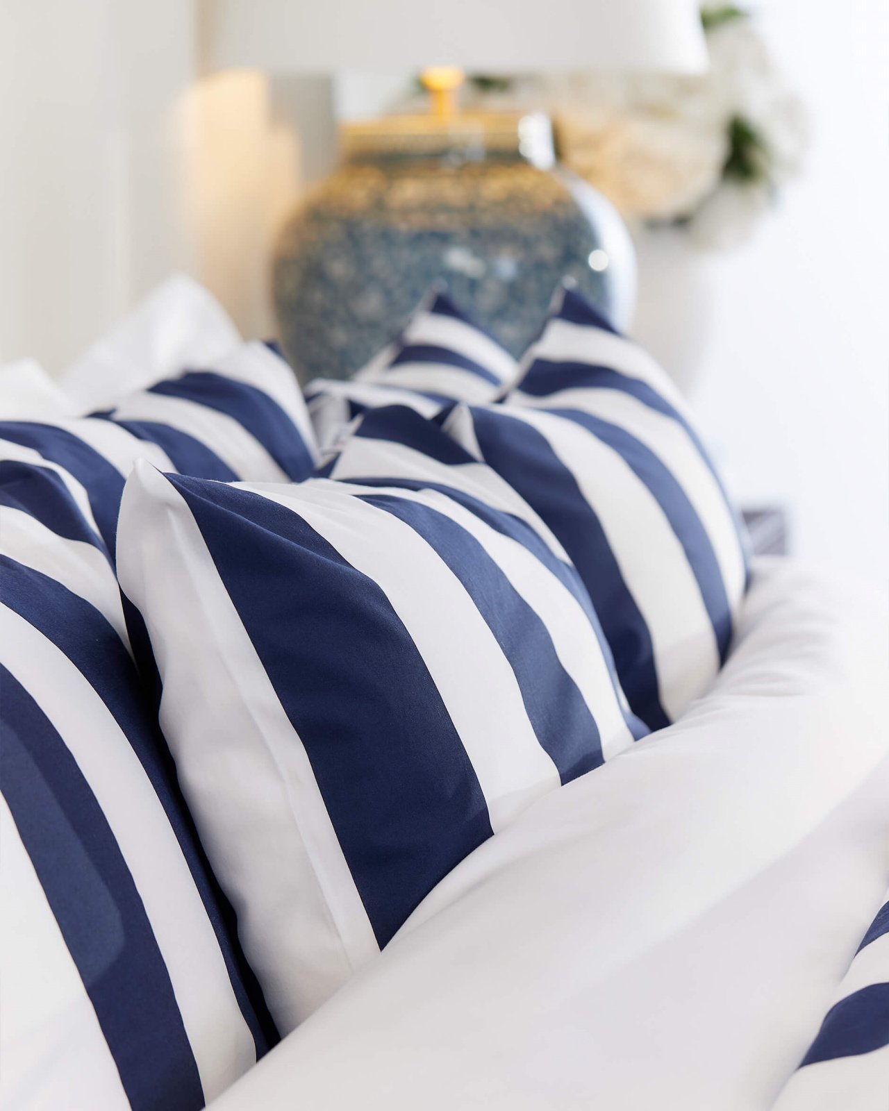 Southampton Stripe tyynyliina sininen/valkoinen 2-pakkaus