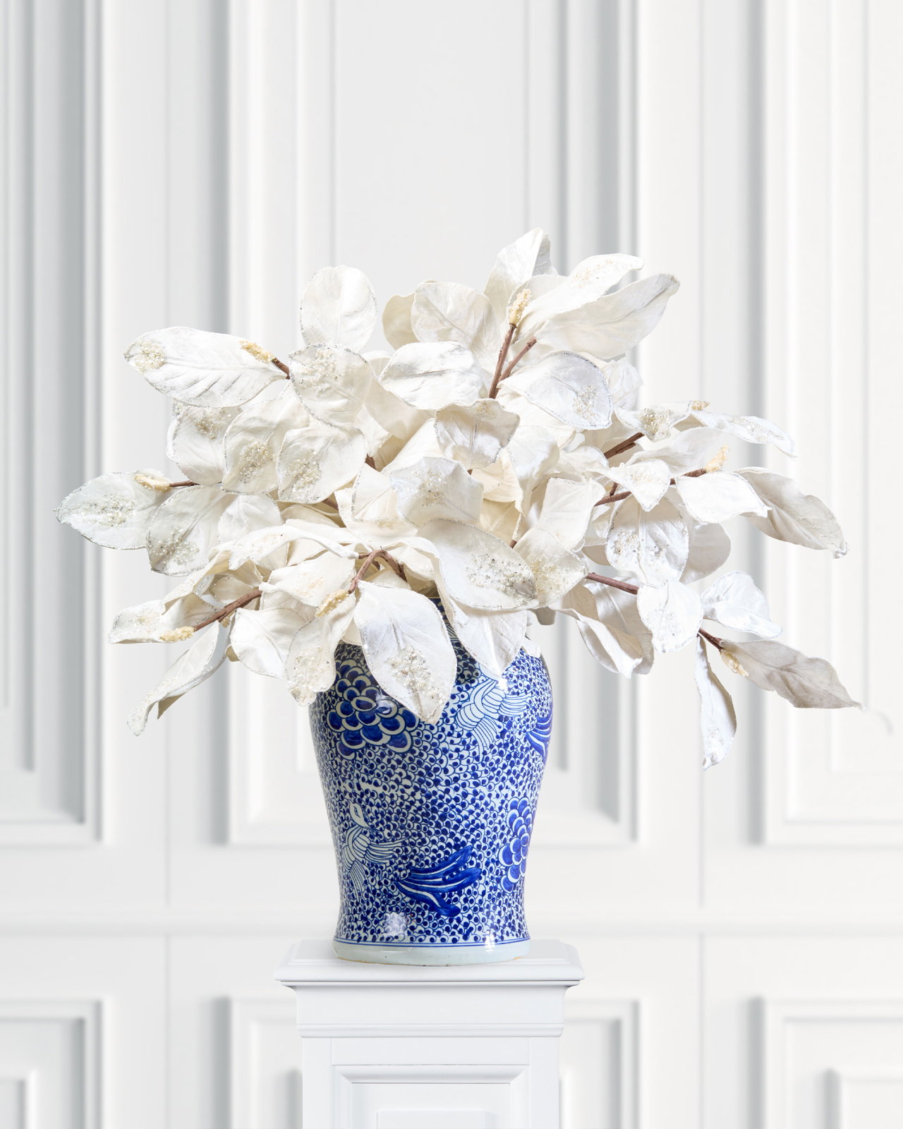Magnolia Leaves dekorationskvist vit