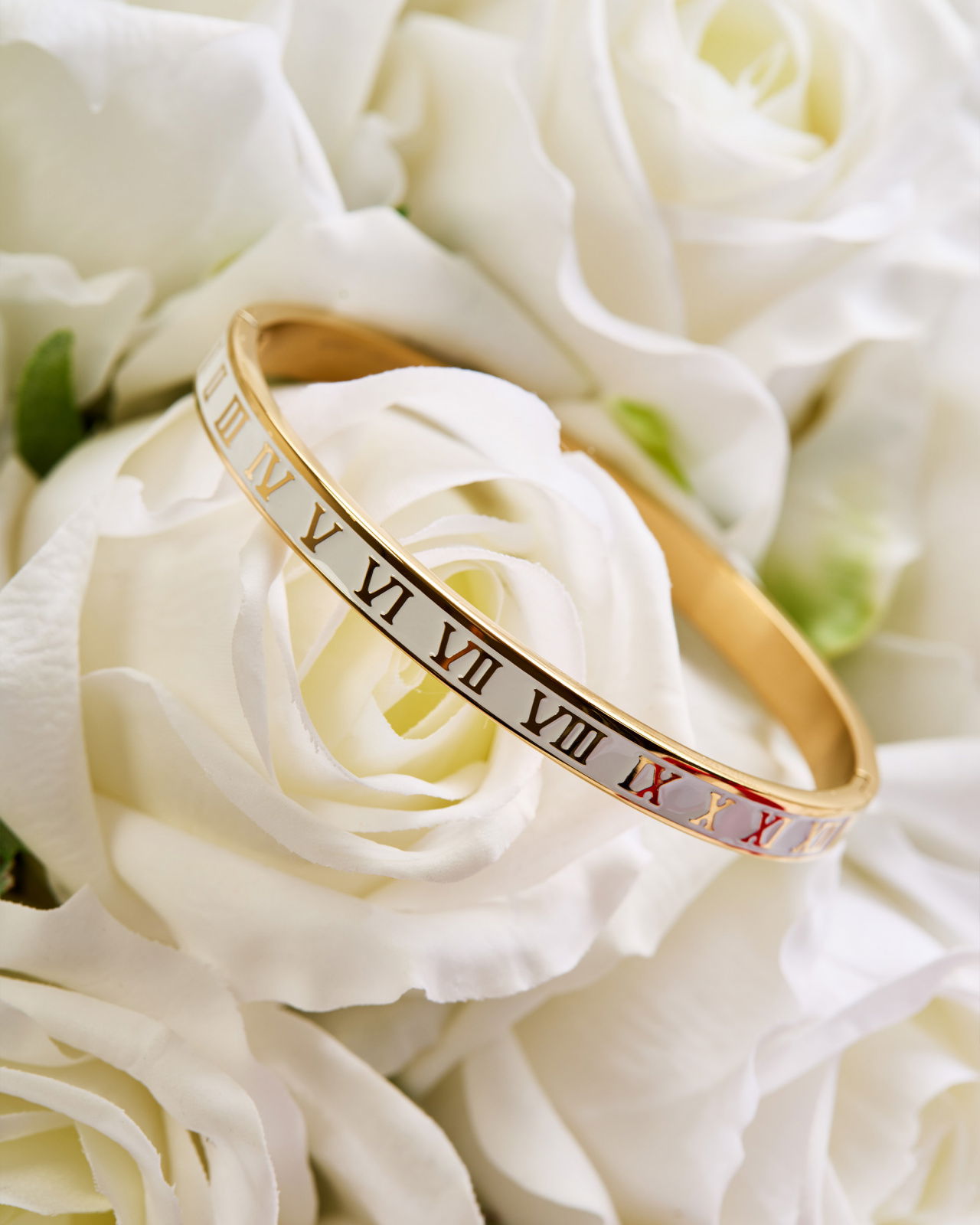 Bangle Romeinse cijfers armband wit