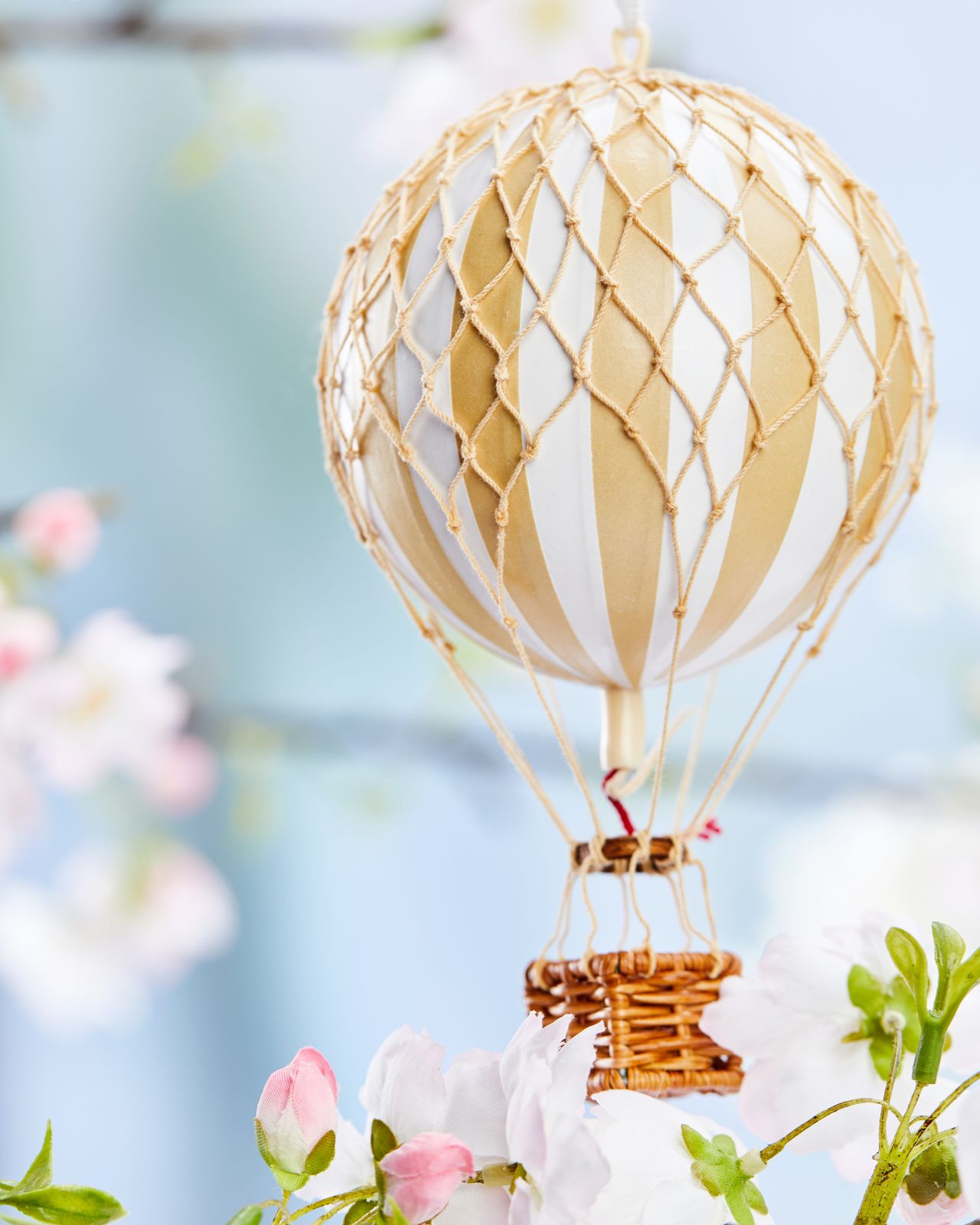 Hot Air Balloon Floating The Skies White