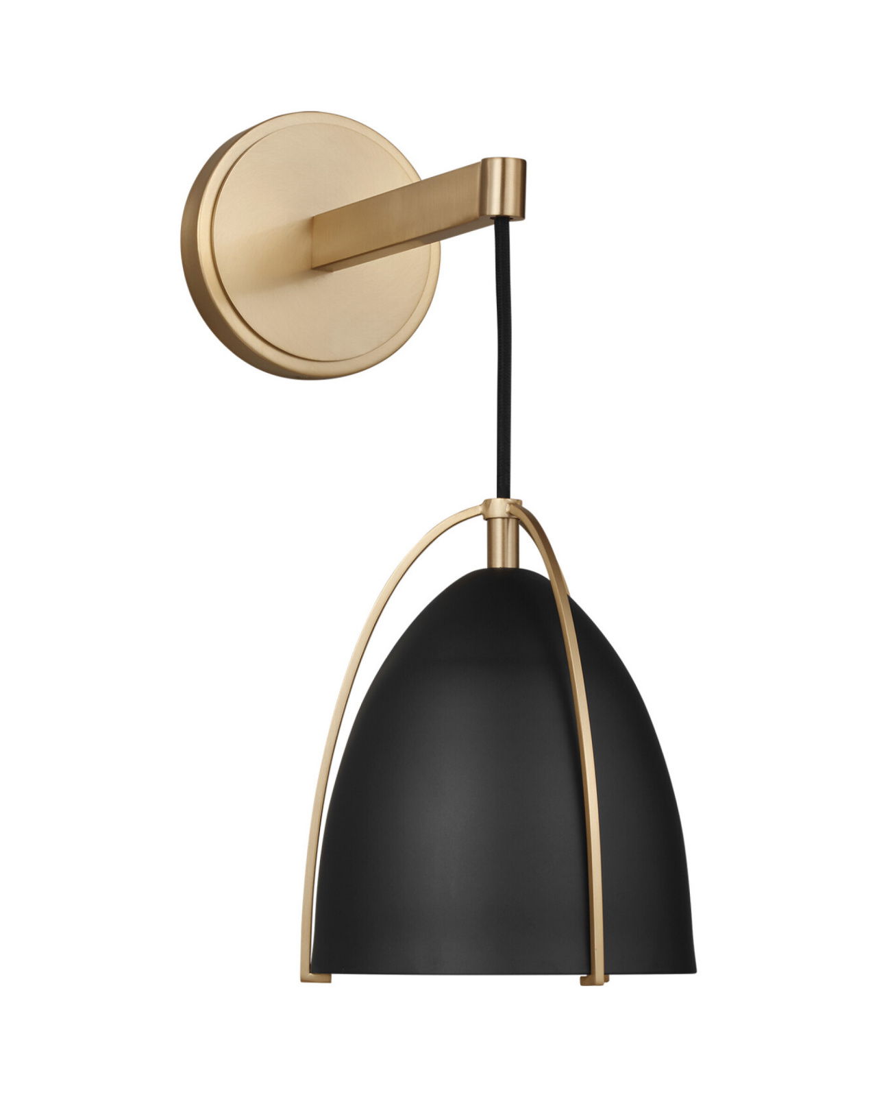 Norman One Light Wall Sconce Satin Brass/Matte Black