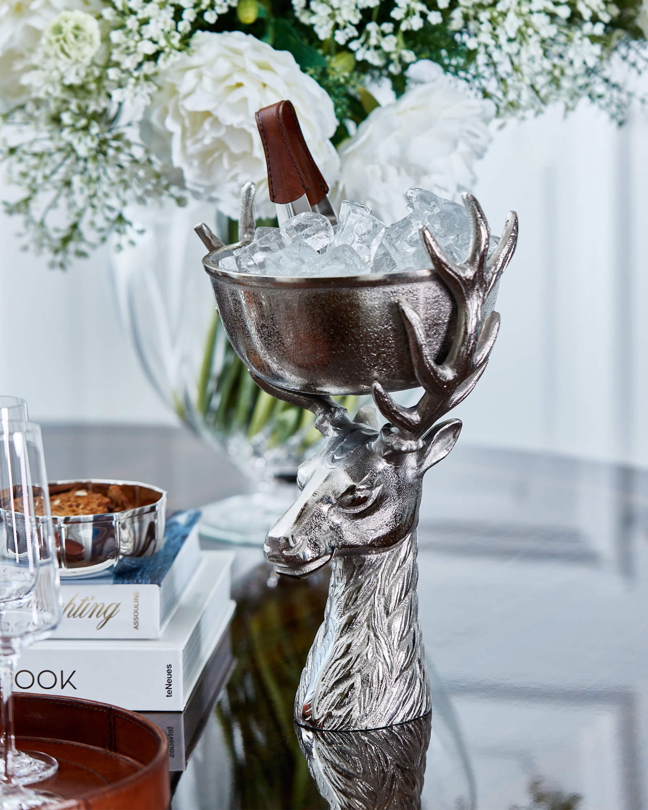 Hjort serveringsskål sølv