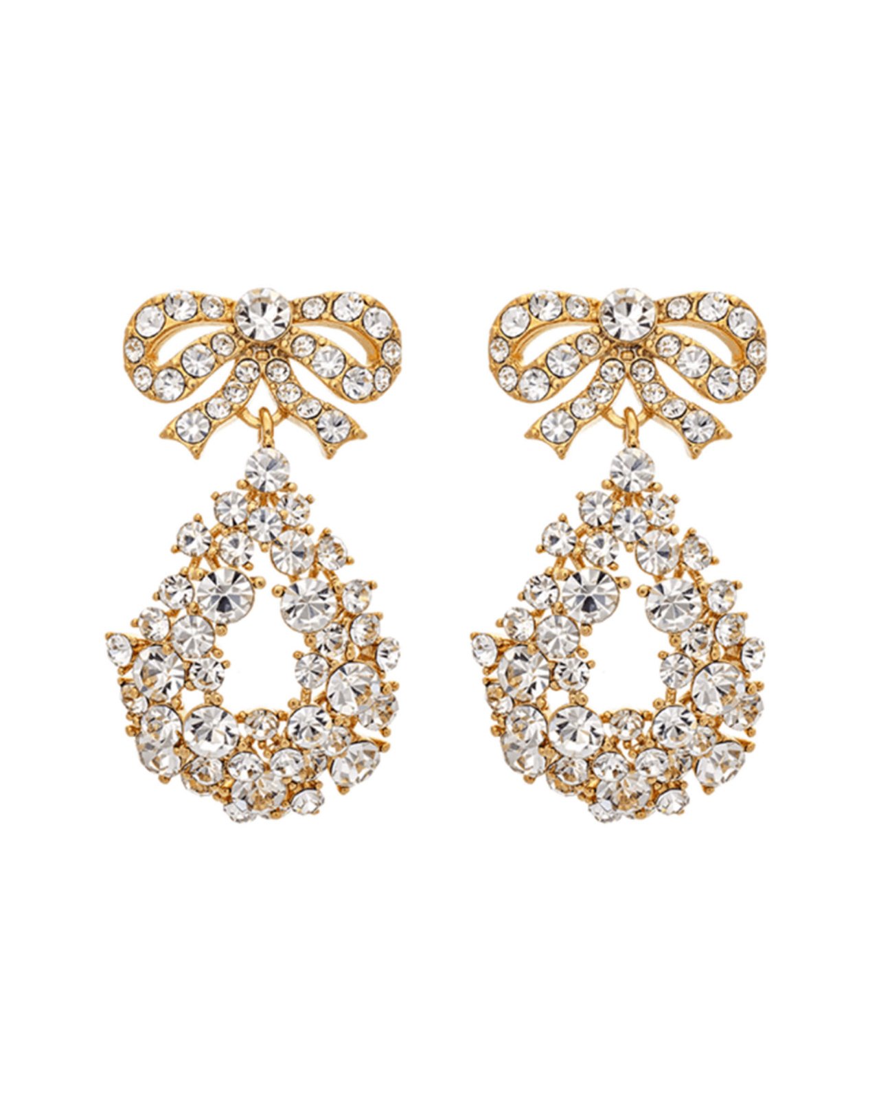 Alice bow earrings crystal gold