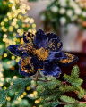 Edwina bloem kerstdecoratie blauw