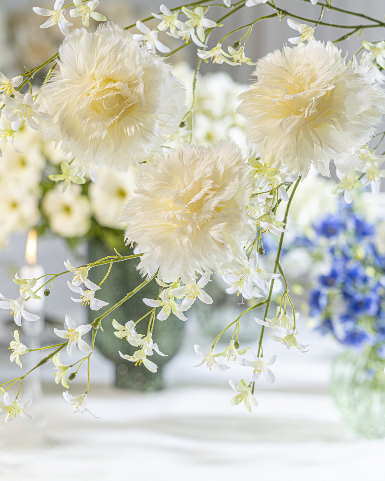 Feather Flower clips ivory