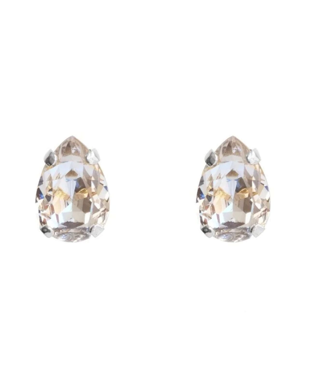 Petite Drop Stud Earrings Crystal Rhodium