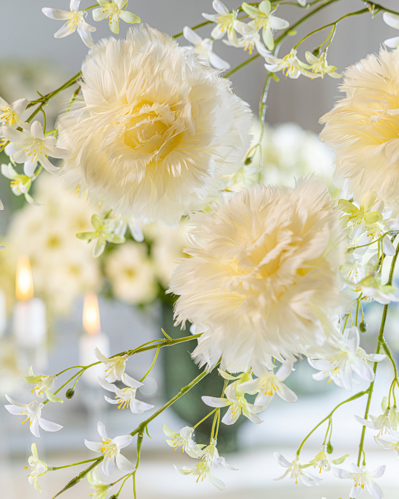 Feather Flower clips ivory