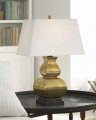 Fang Gourd Table Lamp Antique Brass/Linen