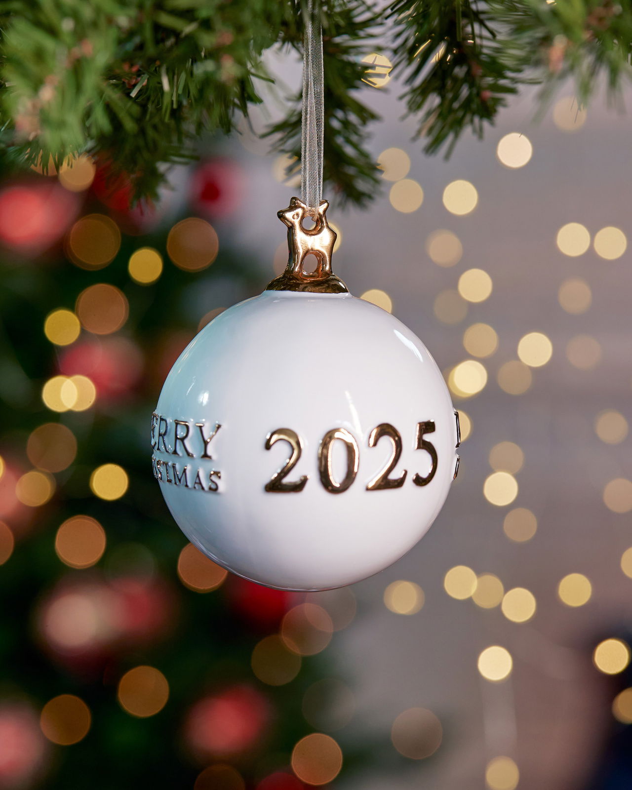 Golden Merry Bauble White/Gold 8,5cm