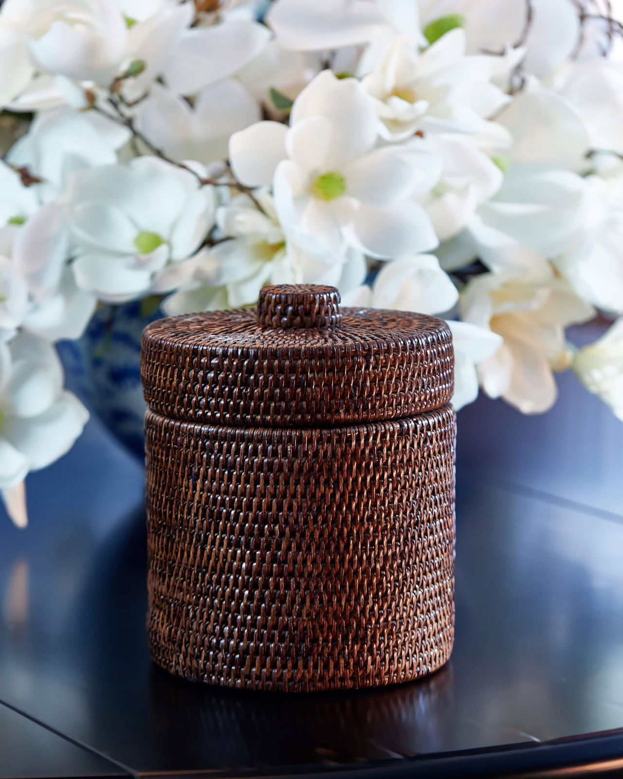 Cognac förvaringskorg med lock rotting