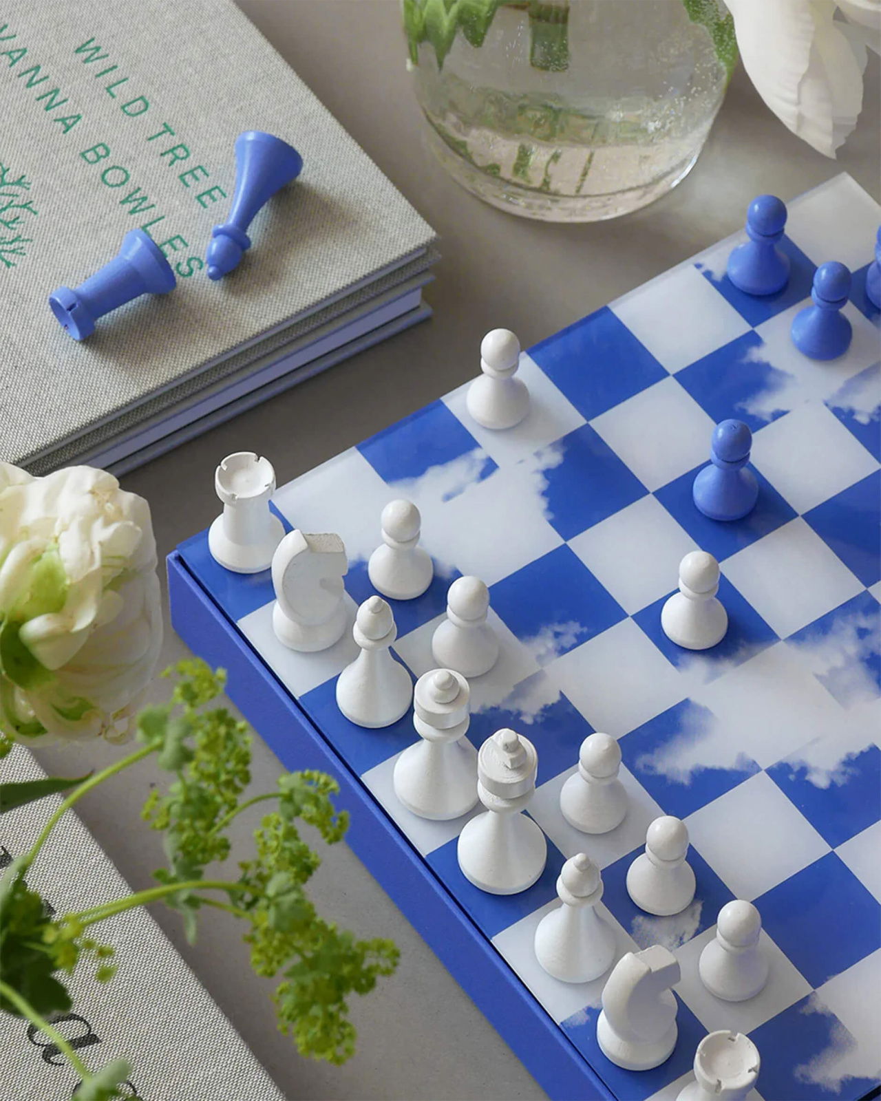 Clouds schack blå/vit