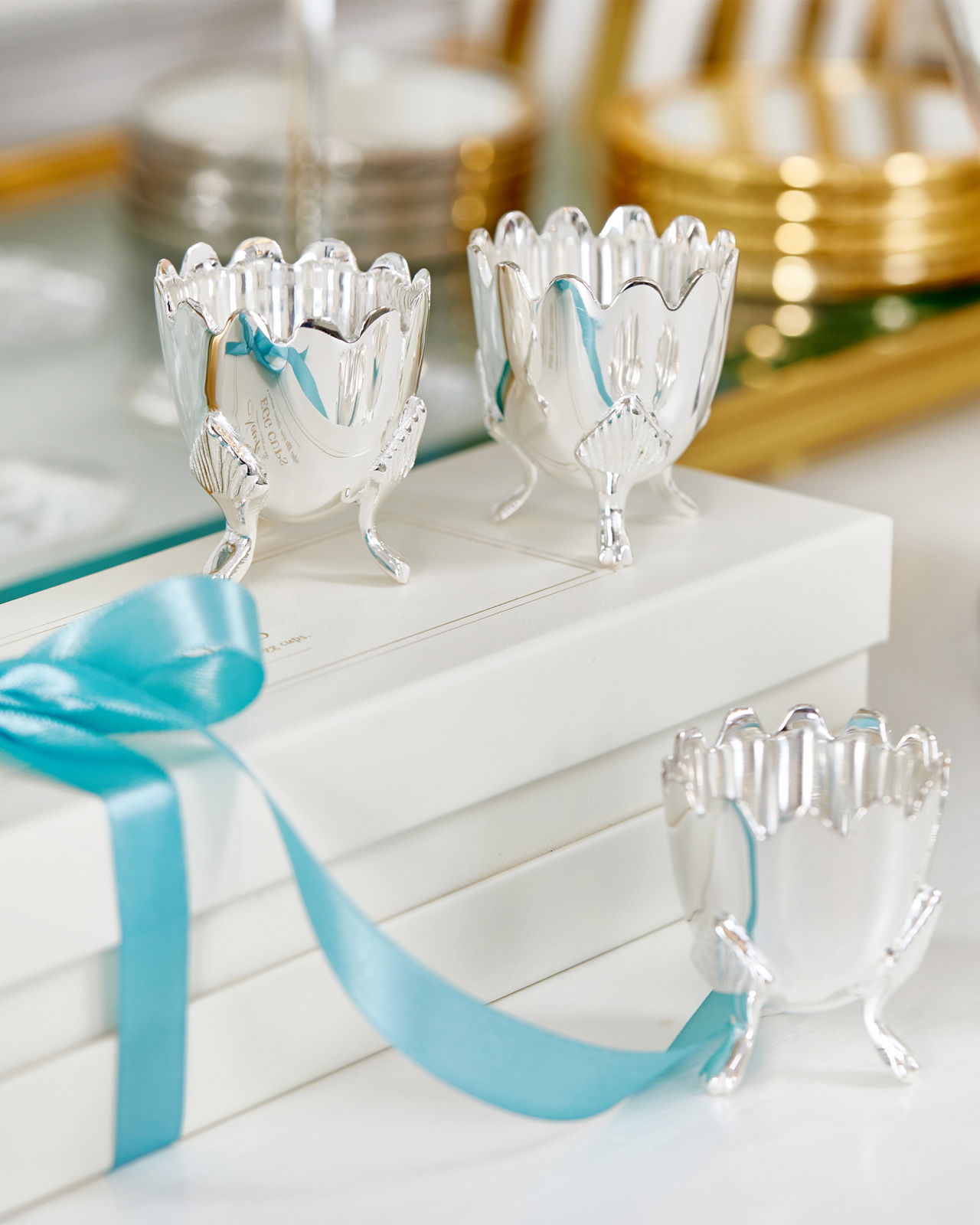 Äggkoppar silver 4-pack