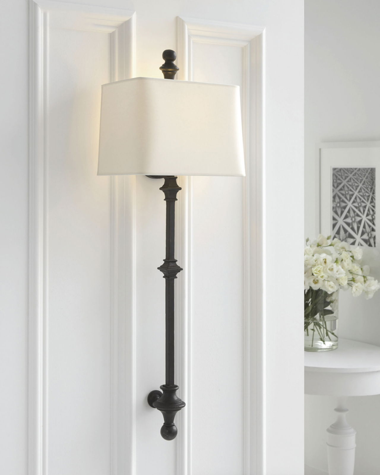 Cawdor Stanchion Wall Light Black/Linen