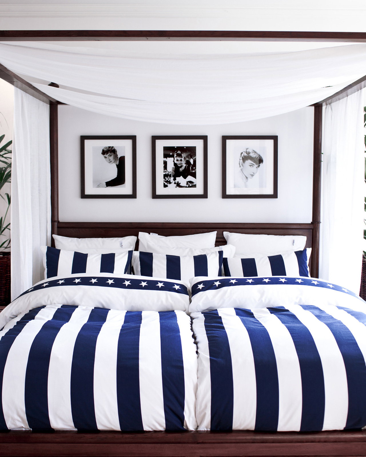 Southampton Stripe påslakanset blå/vit