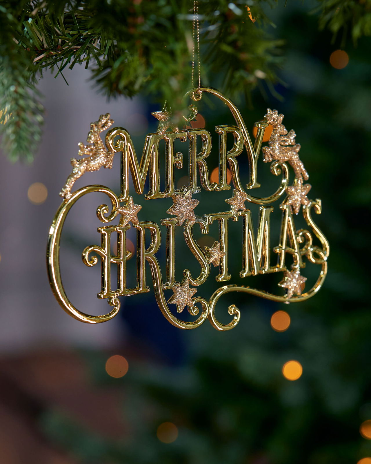 Merry Christmas Weihnachtsschmuck Gold 13cm
