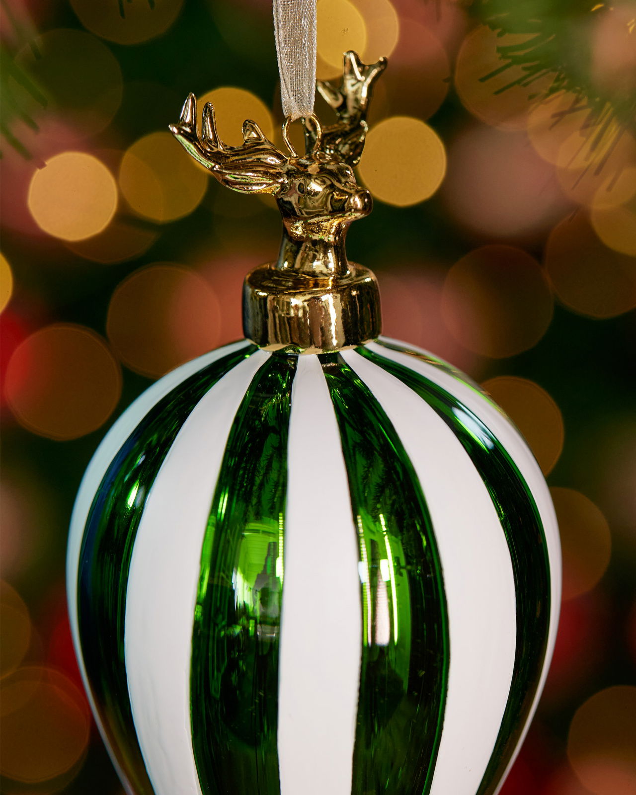 Spire Stag kerstboomversiering groen/wit