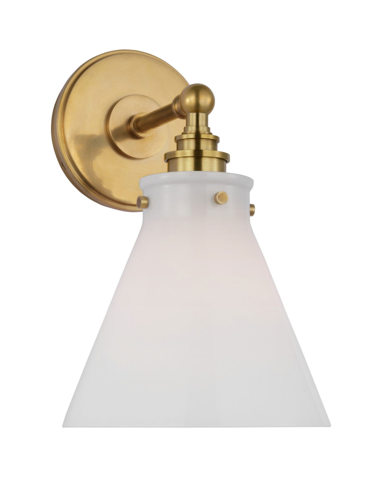 Parkington Small Single Wall Light Antique Brass/White glass