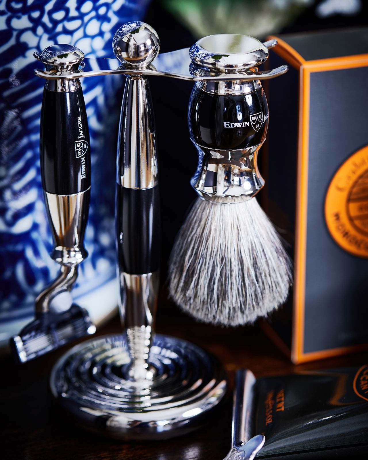 Edwin Jagger ‘Ebony’ 3-part shaving set
