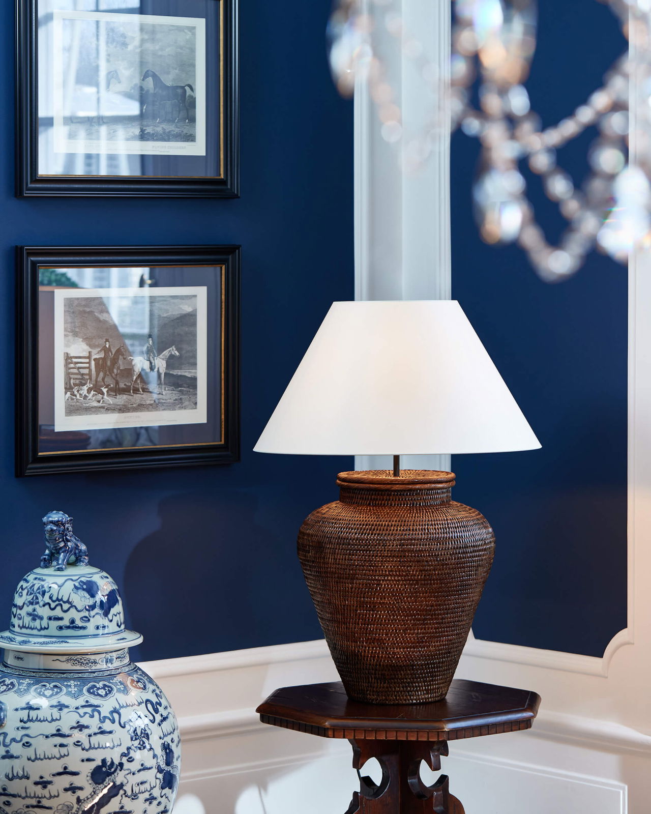 Cognac bordslampa rotting M